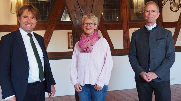 Oberbürgermeister Michaell Lang, Pfarrerin Dr. Elisabeth Jooß, Pfarrer Dr. Claus Blessing